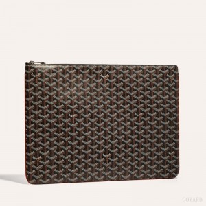 Goyard SENAT GM DOCUMENT CASE Kese Çanta Siyah Kahverengi | GY-EHU7714