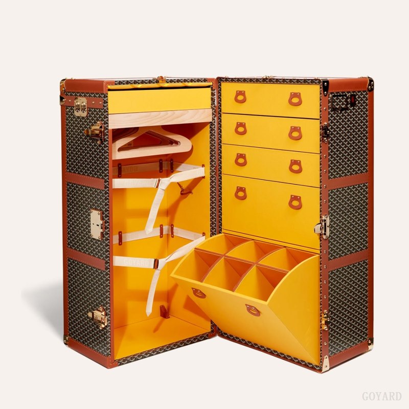 Goyard ARMOIRE TRUNK Valiz Siyah Kahverengi | GY-OHJ6404