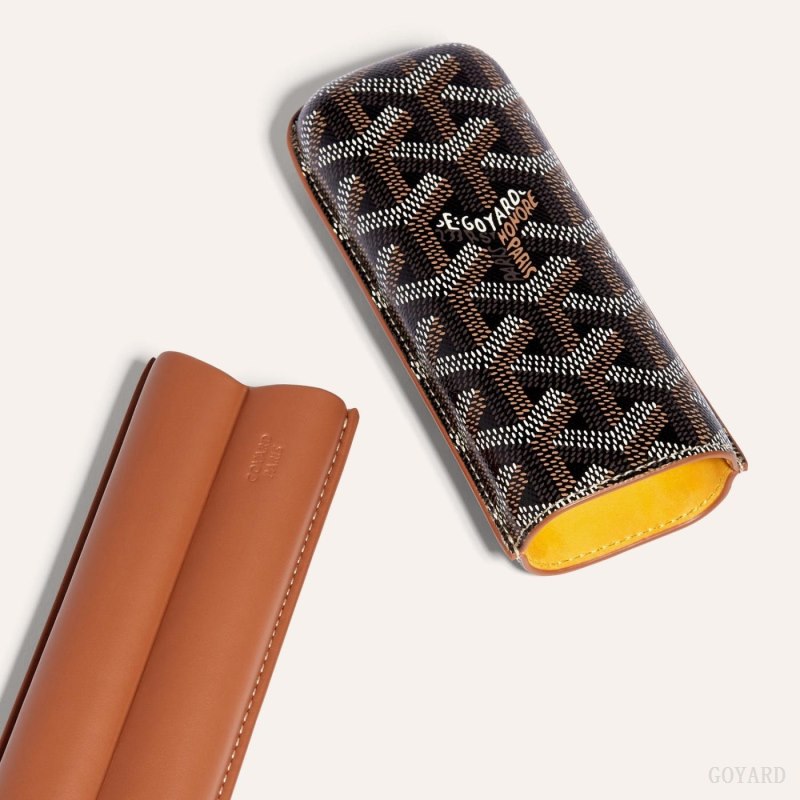 Goyard CHURCHILL 2 CIGAR CASE Aksesuar Siyah Kahverengi | GY-MPV3222