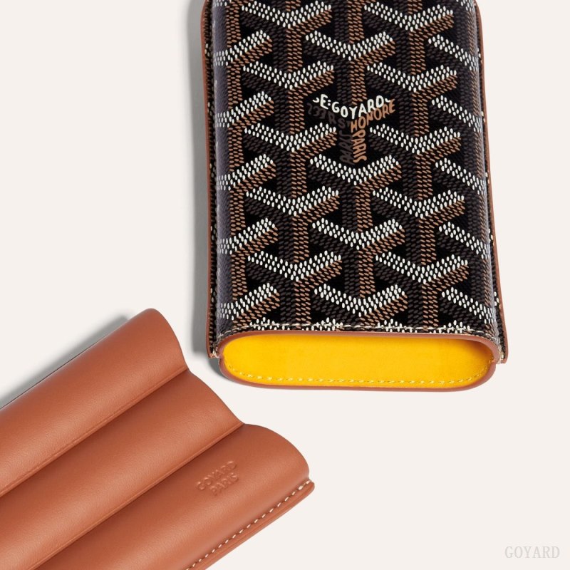 Goyard CHURCHILL 3 CIGAR CASE Vaka Çantası Siyah Kahverengi | GY-QHT0526