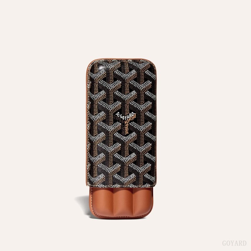 Goyard CHURCHILL 3 CIGAR CASE Vaka Çantası Siyah Kahverengi | GY-QHT0526