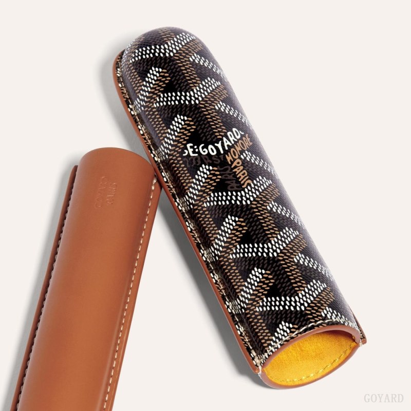Goyard CHURCHILL SINGLE CIGAR CASE Aksesuar Siyah Kahverengi | GY-IOP4006