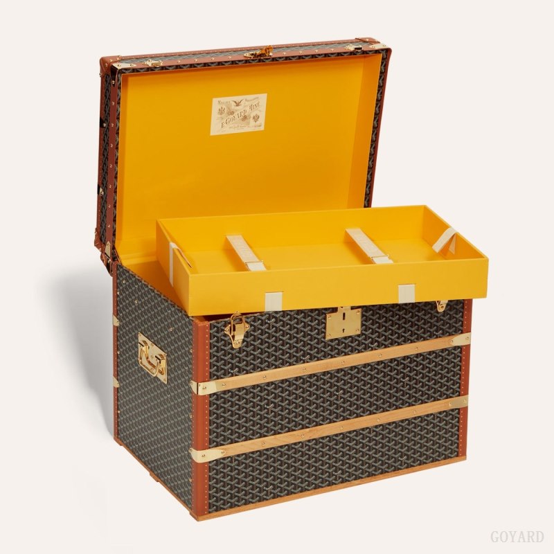 Goyard COURRIER TRUNK Valiz Siyah Kahverengi | GY-XBX6021