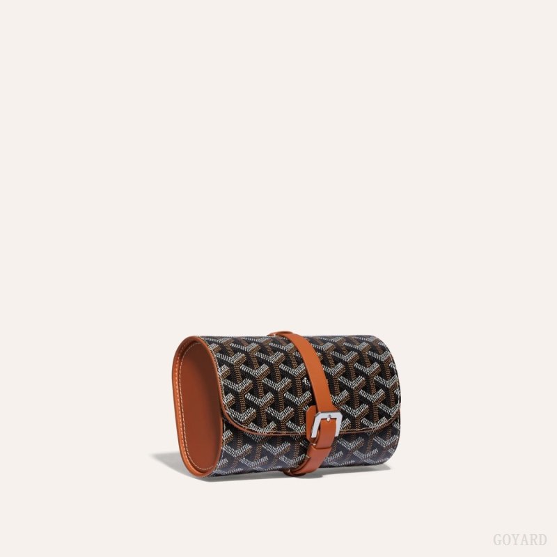 Goyard DOUBLE TRAVEL WATCH CASE Aksesuar Siyah Kahverengi | GY-ZKF8804