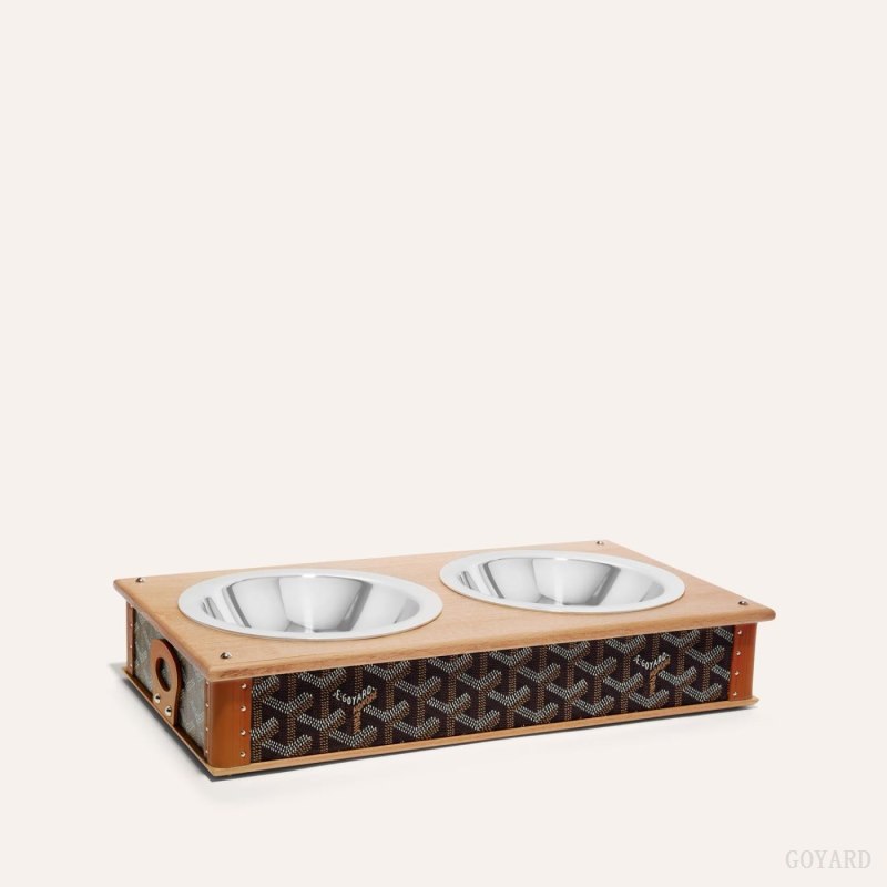 Goyard EDMOND DOUBLE BOWL Aksesuar Siyah Kahverengi | GY-KHA1365