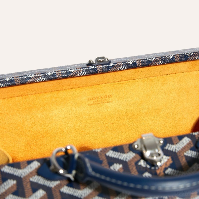 Goyard Grand Hôtel Trunk Bag Omuz Çantası Lacivert Mavi | GY-PUW7688