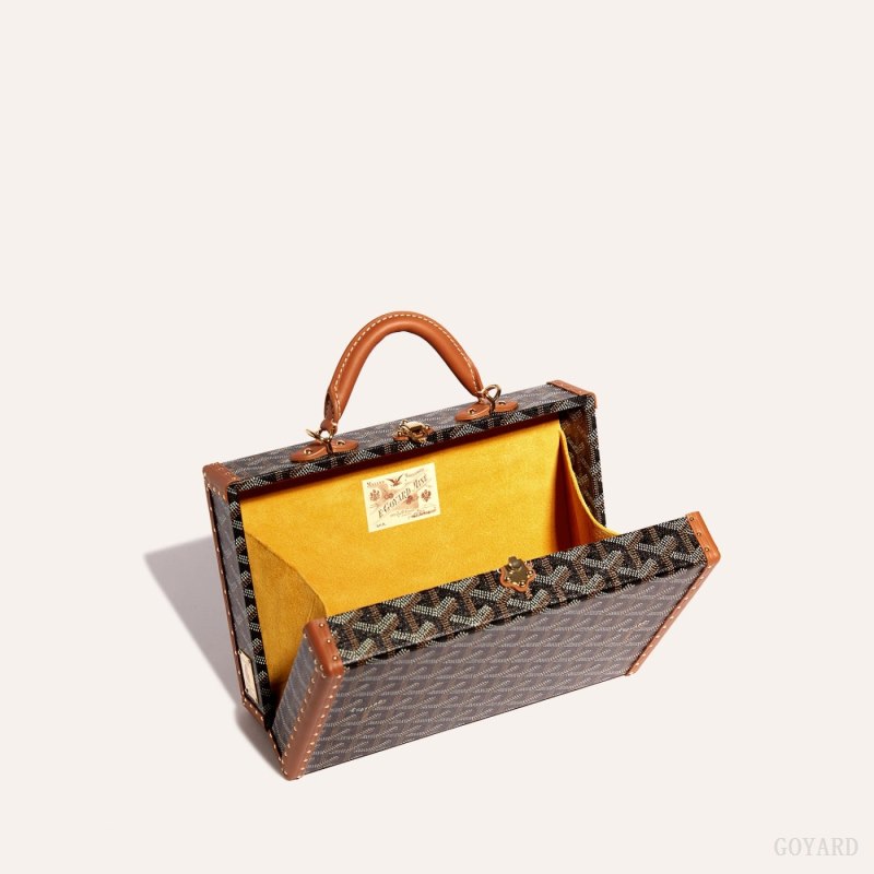 Goyard Grand Hôtel Trunk Bag Omuz Çantası Siyah Kahverengi | GY-CVA1217