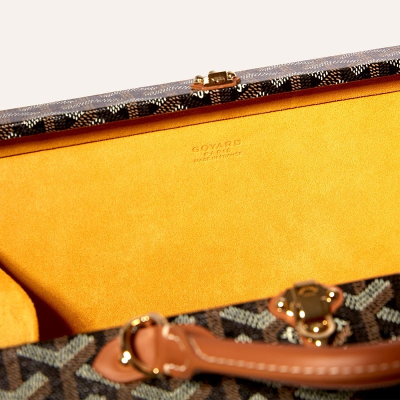 Goyard Grand Hôtel Trunk Bag Omuz Çantası Siyah Kahverengi | GY-CVA1217