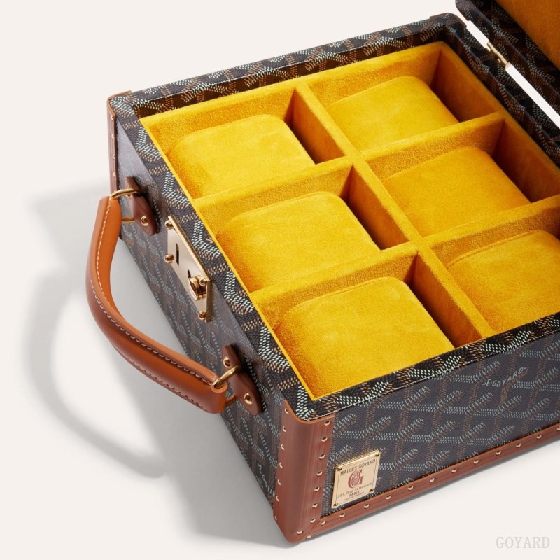Goyard JOUX 6 WATCH CASE Boxes Siyah Kahverengi | GY-LHT5581