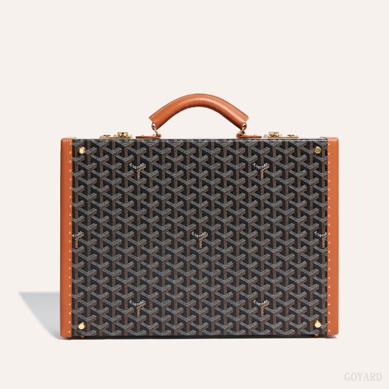 Goyard Manoir PM Document Case Bagaj Çantası Siyah Kahverengi | GY-LWD4263