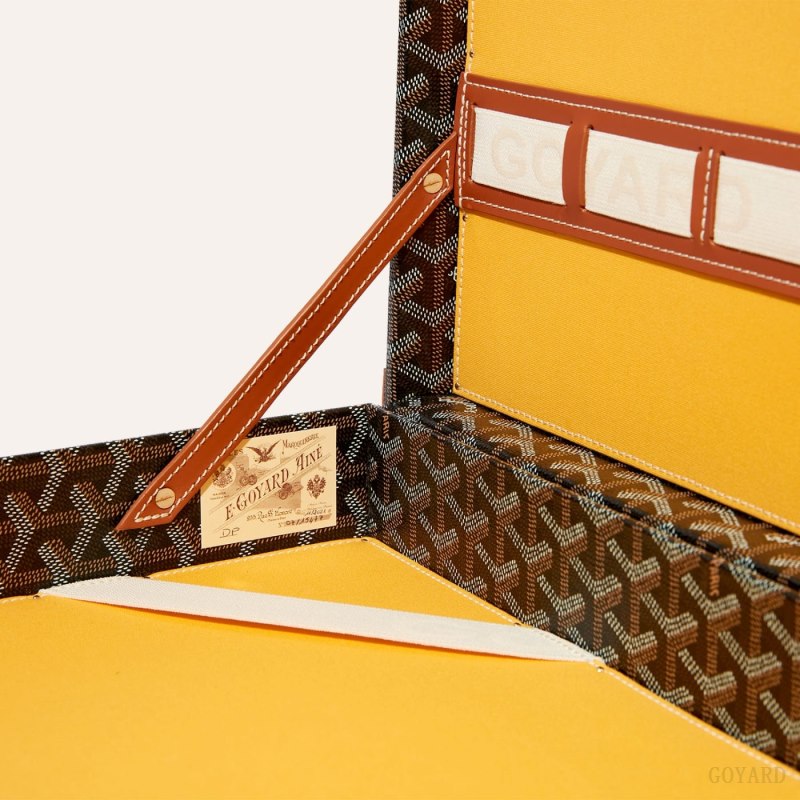 Goyard Manoir PM Document Case Bagaj Çantası Siyah Kahverengi | GY-LWD4263