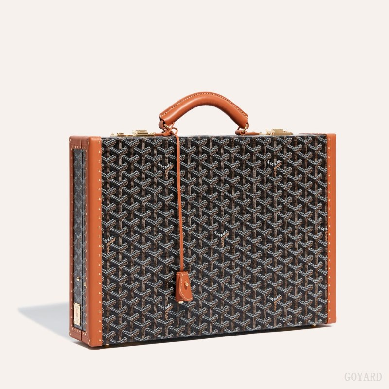 Goyard Manoir PM Document Case Bagaj Çantası Siyah Kahverengi | GY-LWD4263