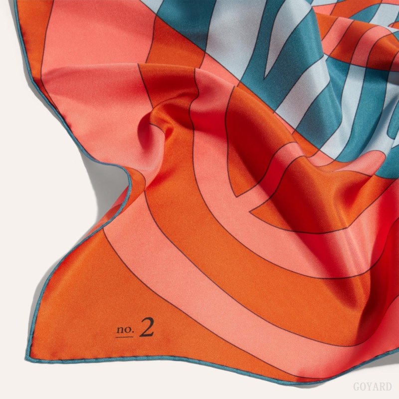 Goyard SCARF N°2 Fular Turuncu Lacivert Mavi | GY-OKK9956