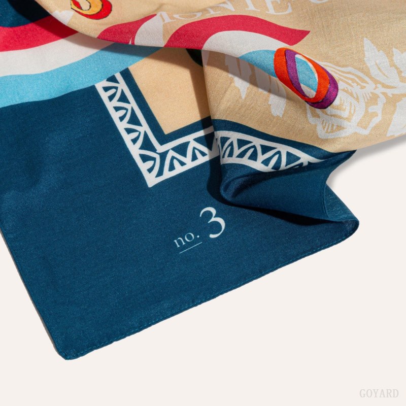 Goyard SCARF N°3 Fular Lacivert Mavi Bej Rengi | GY-HSE1252