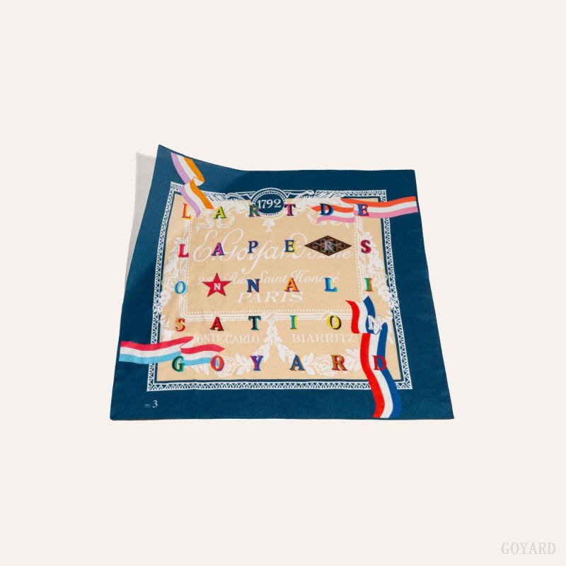 Goyard SCARF N°3 Fular Lacivert Mavi Bej Rengi | GY-HSE1252
