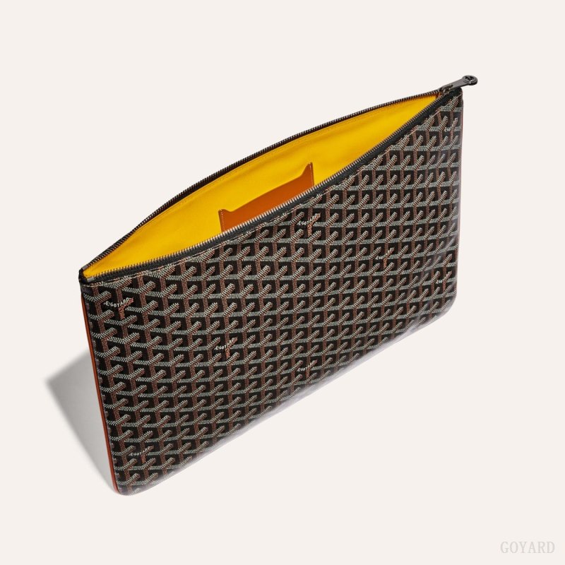 Goyard SENAT GM DOCUMENT CASE Kese Çanta Siyah Kahverengi | GY-EHU7714