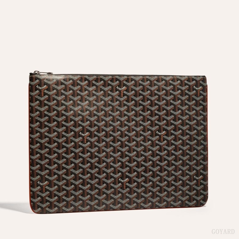 Goyard SENAT GM DOCUMENT CASE Kese Çanta Siyah Kahverengi | GY-EHU7714