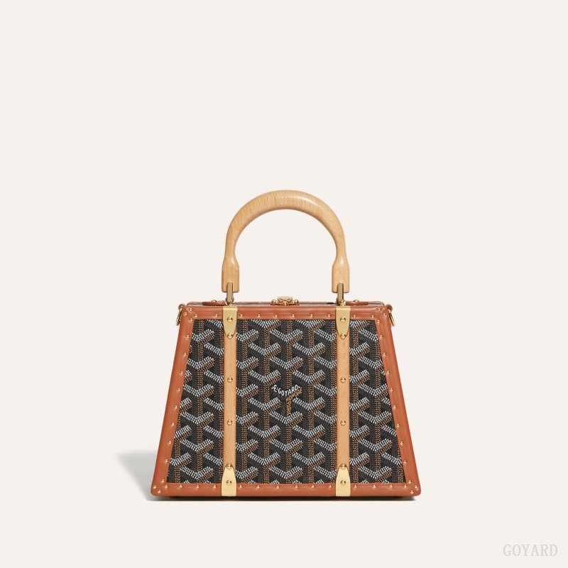 Goyard Saïgon Mini Trunk Bag Çantası Siyah Kahverengi | GY-BTF0578