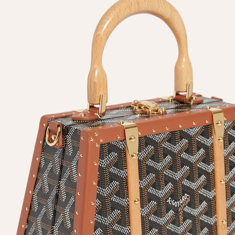 Goyard Saïgon Mini Trunk Bag Çantası Siyah Kahverengi | GY-BTF0578