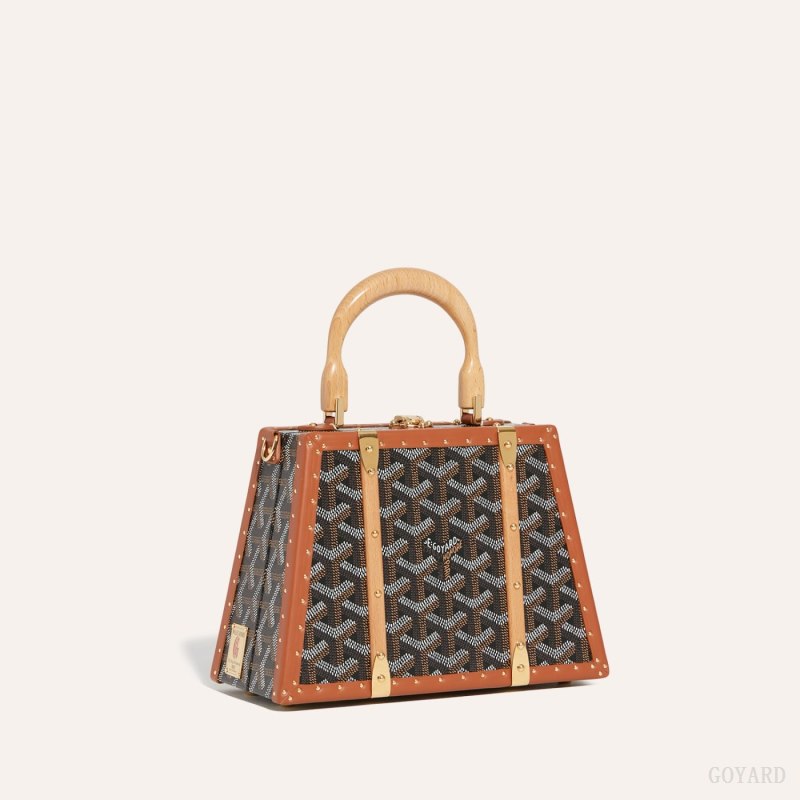 Goyard Saïgon Mini Trunk Bag Çantası Siyah Kahverengi | GY-BTF0578