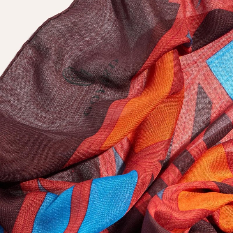 Goyard Shawl N°4 Fular Bordo Turuncu | GY-RFZ7319