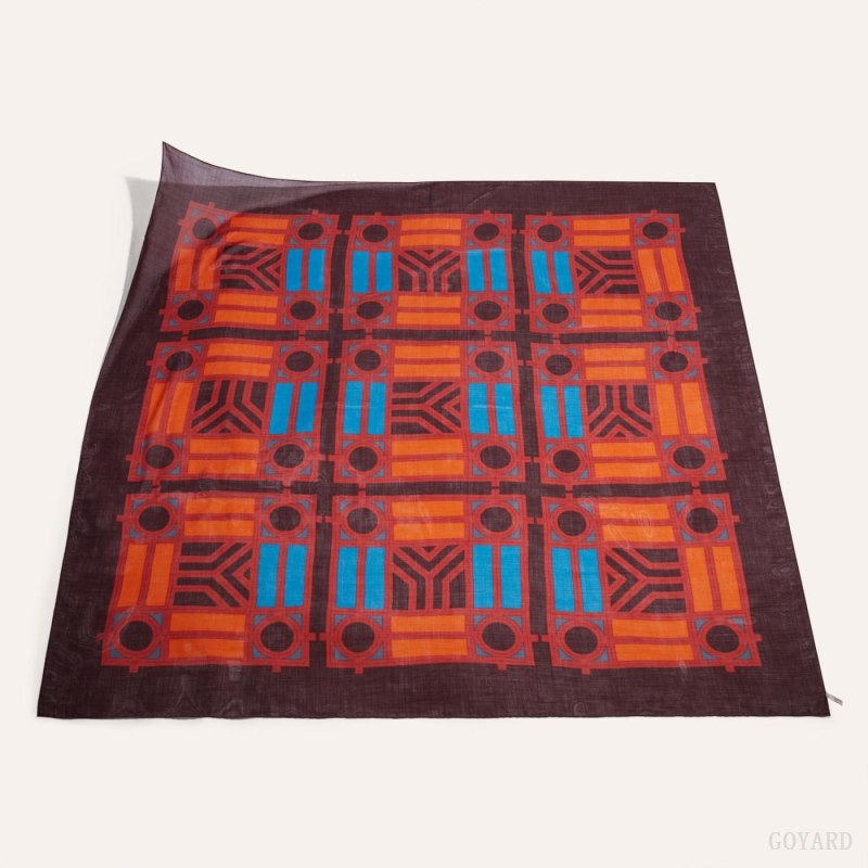 Goyard Shawl N°4 Fular Bordo Turuncu | GY-RFZ7319