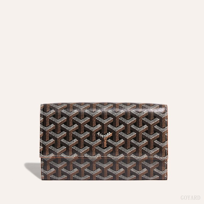 Goyard Varenne Continental Wallet Omuz Çantası Siyah Kahverengi | GY-OXW0300