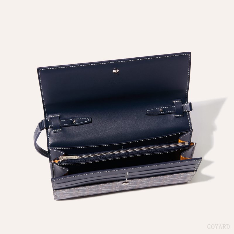 Goyard Varenne Continental Wallet Omuz Çantası Lacivert Mavi | GY-BKV0729